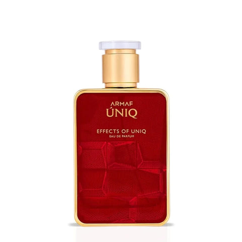 Armaf Uniq Eau De Parfum Spray 100ml bottle showing elegant black and gold design on a neutral background.