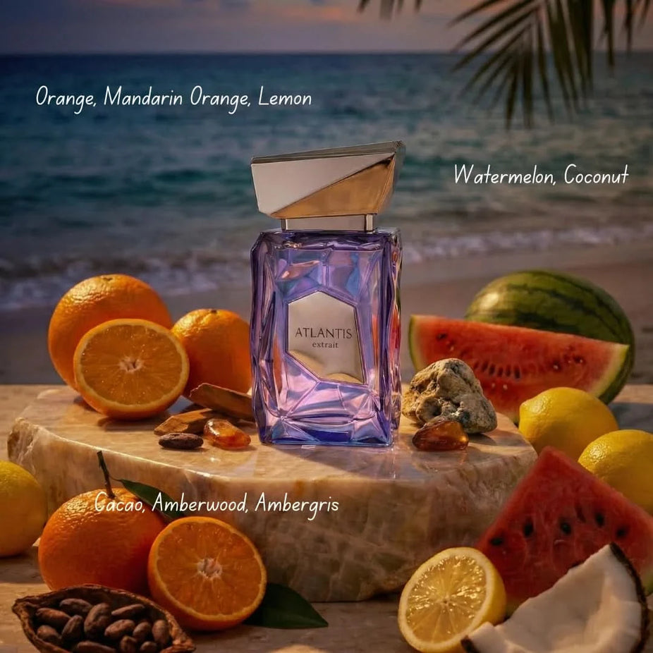 French Avenue Atlantis Extrait de Parfum Spray 100ml, elegant bottle of EDP fragrance with a sleek design.