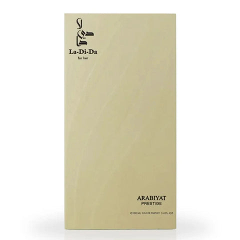 Arabiyat Prestige La-Di-Da Eau de Parfum spray 100ml bottle with elegant packaging, showcasing the Arabiyat brand.