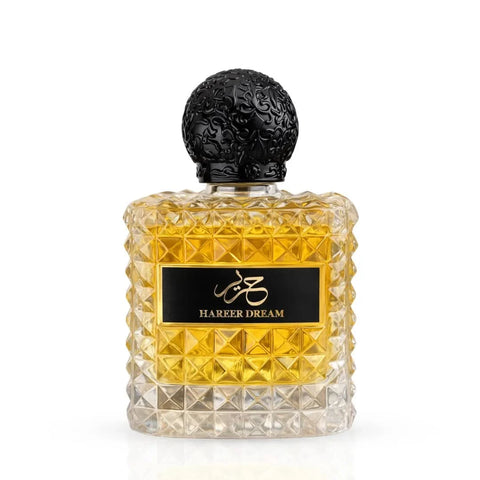 Aura Fragrances Hareer Dream Eau De Parfum spray bottle, 100ml, with elegant packaging and floral design.