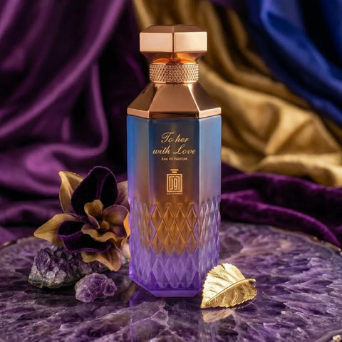 Aura Fragrances To Her With Love Eau De Parfum spray bottle, 100ml, elegant and feminine fragrance for women.