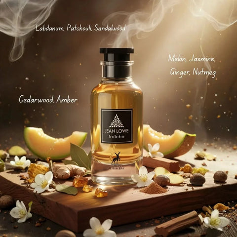 Maison Alhambra Jean Lowe Fraiche Eau de Parfum spray 100ml with velvet pouch, floral and fresh scent in elegant bottle