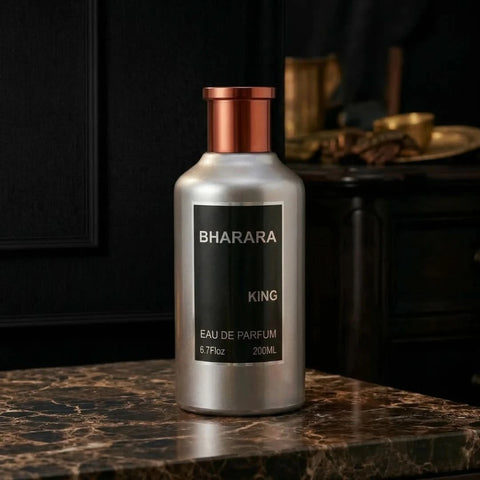 Bharara King Eau de Parfum Spray 200ml bottle with elegant packaging, showcasing the luxurious fragrance by Bharara.