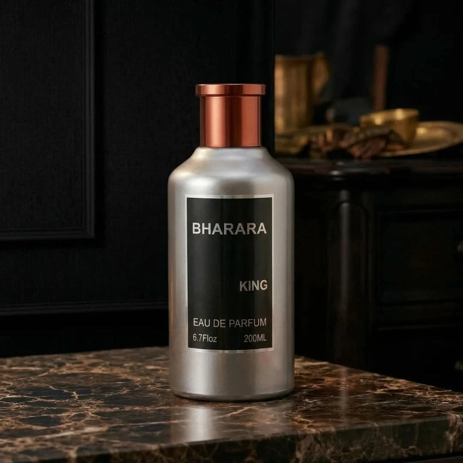 Bharara King Eau de Parfum spray 200ml bottle, elegant design, showcasing the luxurious fragrance by Bharara.
