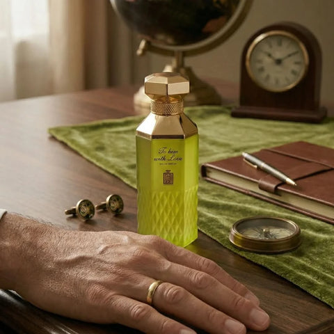 Aura Fragrances To Him With Love Eau De Parfum spray 100ml bottle, elegant perfume design with a sleek cap.