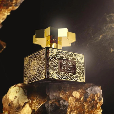 Kajal Aican Eau de Parfum Spray 100ml bottle with sleek design and elegant packaging, showcasing the fragrance's luxurious bottle.