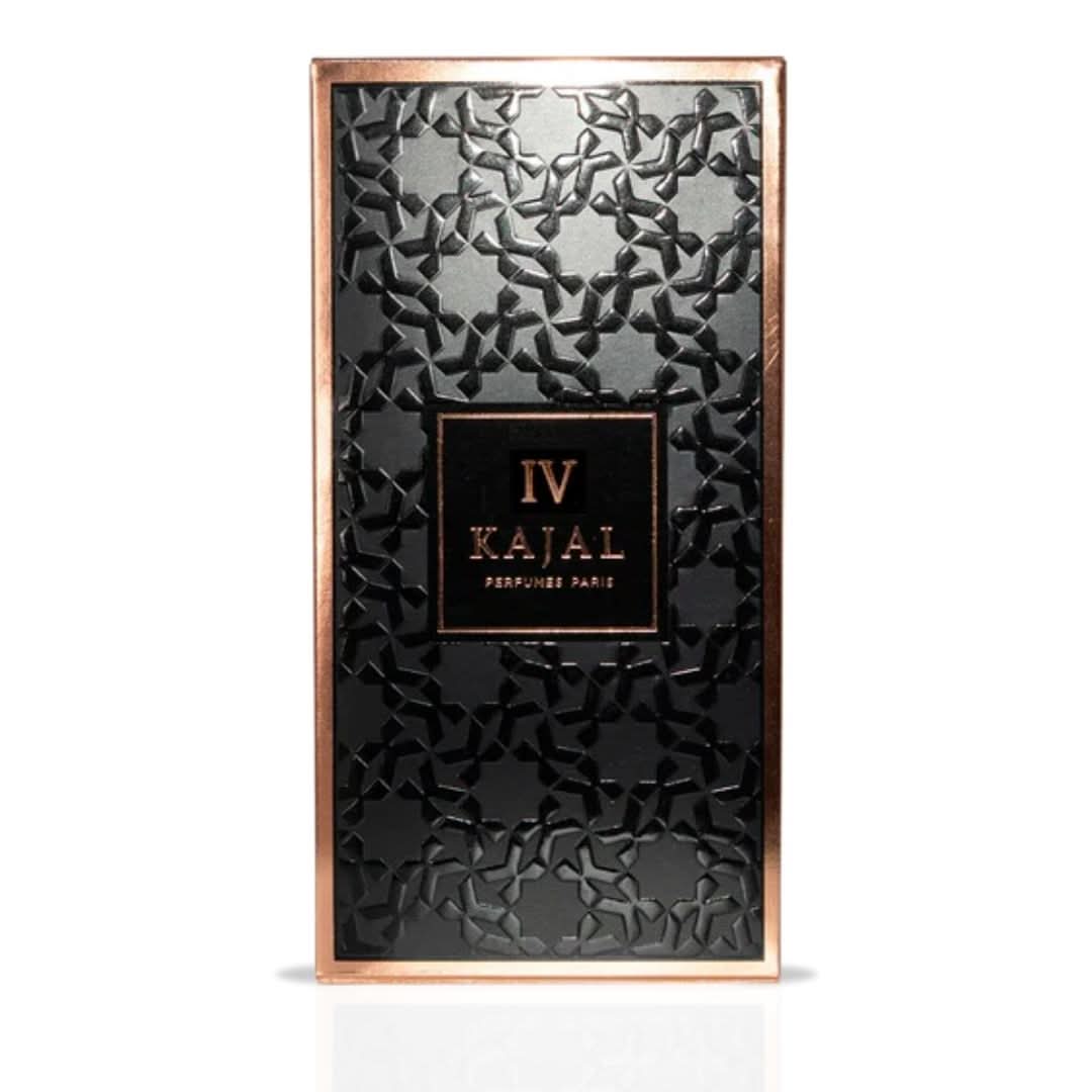 Kajal IV Eau de Parfum spray bottle, 100ml, with elegant packaging and branding visible in the image.