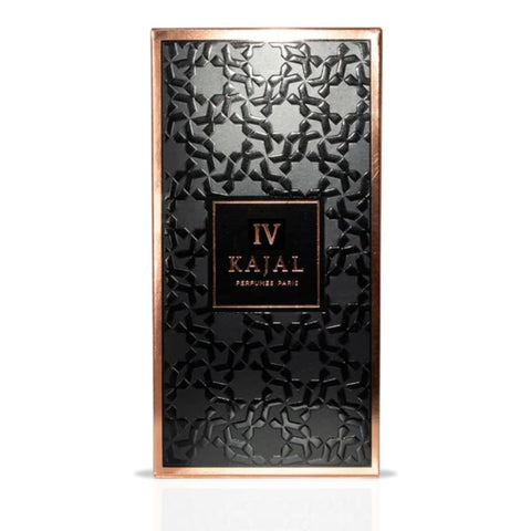 Kajal IV Eau de Parfum spray bottle, 100ml, with elegant packaging and branding visible in the image.