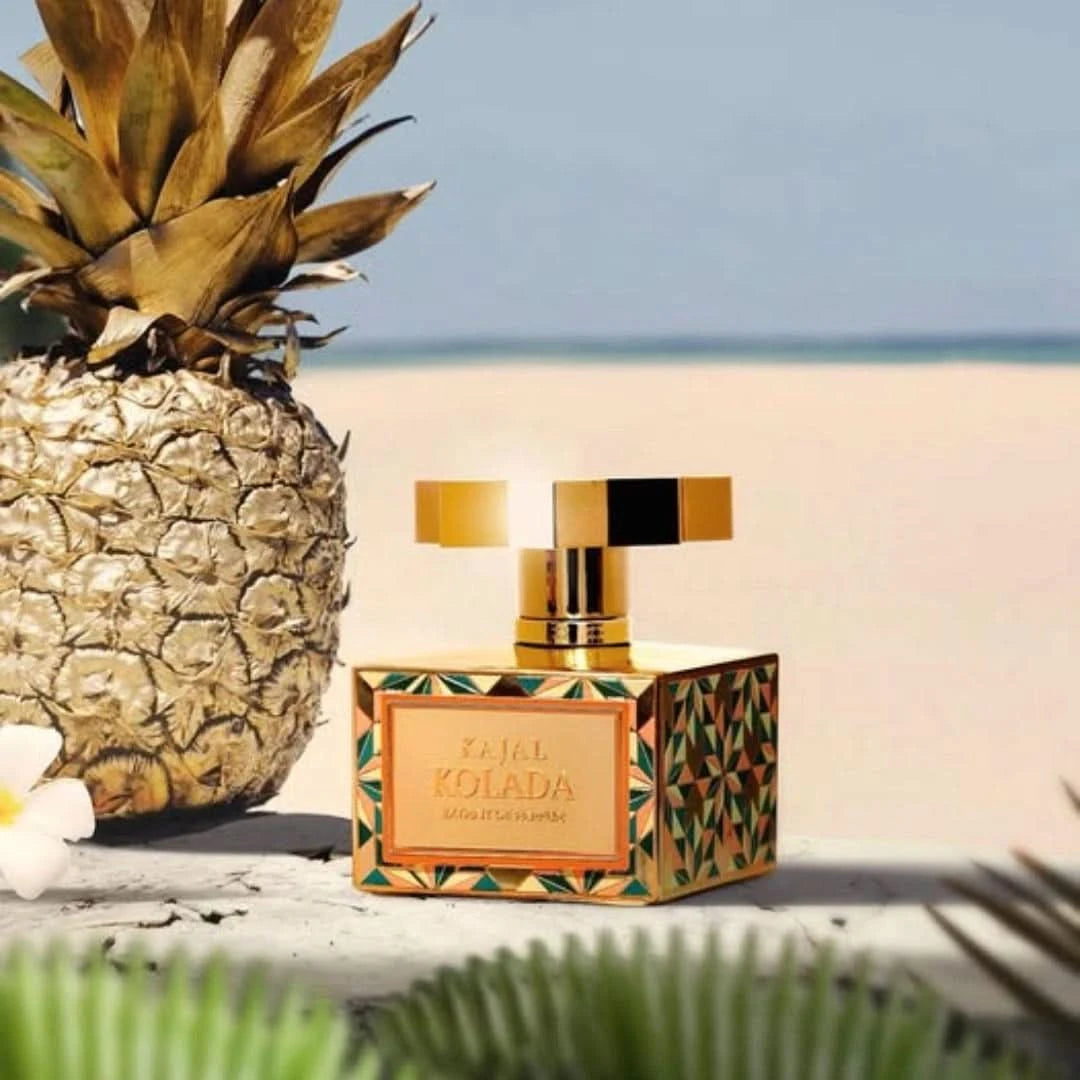 Kajal Kolada Extrait de Parfum Spray 100ml, elegant fragrance bottle with a sleek design, showcasing the Kajal EDP perfume.