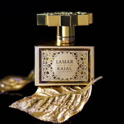 Kajal Lamar Eau de Parfum Spray 100ml bottle, elegant glass design with a sleek cap, showcasing the fragrance's sophisticated look.