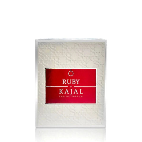 Kajal Ruby Eau de Parfum spray 100ml, elegant fragrance bottle with a rich, ruby-colored design and sleek cap.
