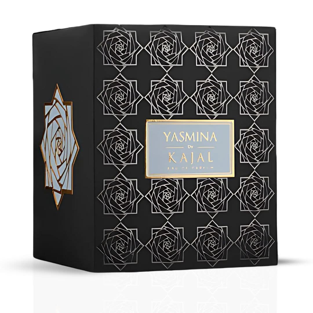 Kajal Yasmina Eau de Parfum spray 100ml, elegant bottle with floral and fruity notes, showcasing the perfume's luxurious design.