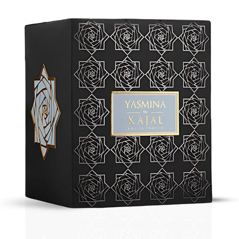 Kajal Yasmina Eau de Parfum spray 100ml, elegant bottle with floral and fruity notes, showcasing the perfume's luxurious design.
