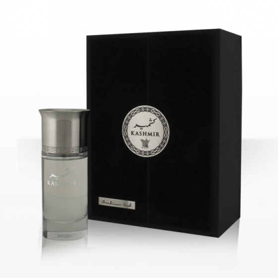 Arabian Oud Kashmir EDP Eau De Parfum bottle with elegant design, 100ml size, showcasing luxurious fragrance.