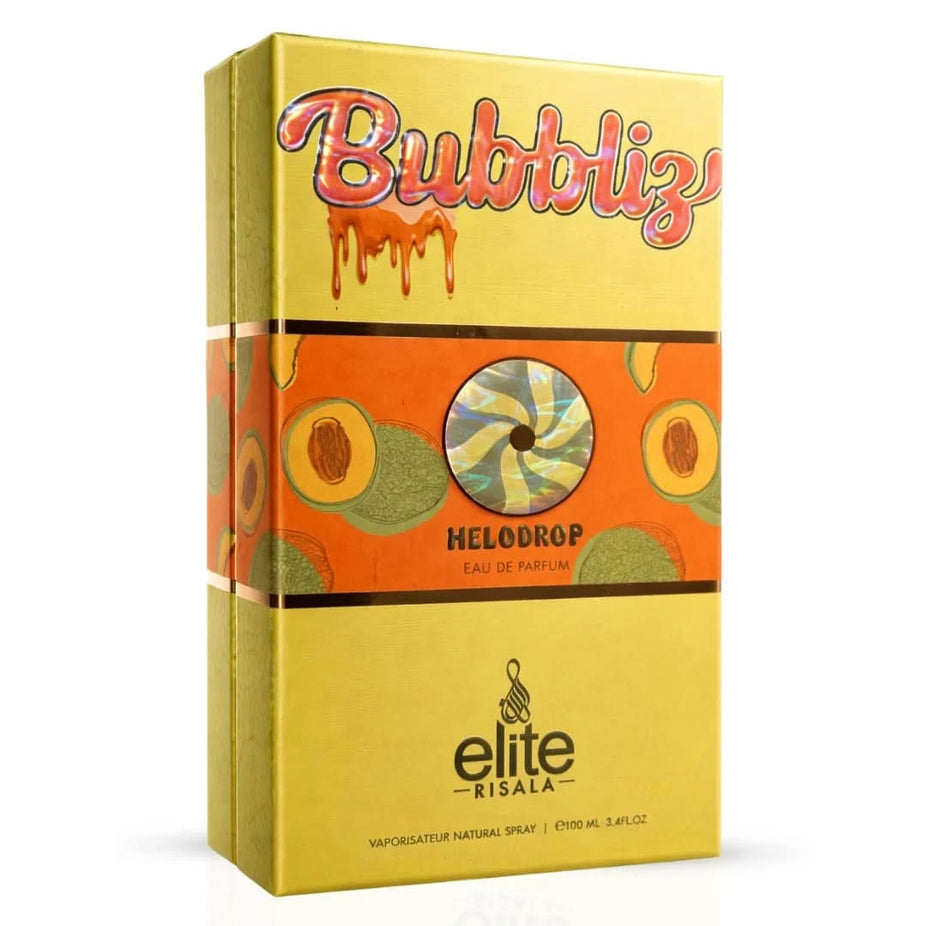 Elite Risala Bubbliz Melodrop Eau De Parfum spray in 100ml bottle, showcasing the sleek design and elegant packaging.