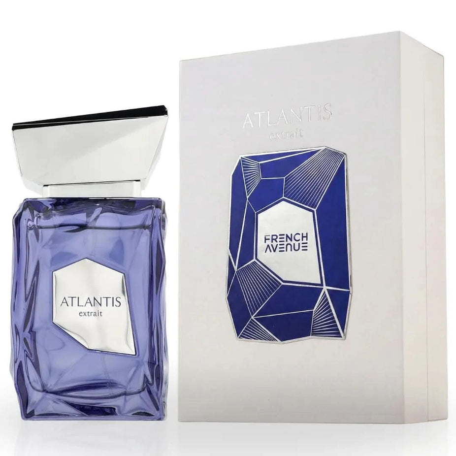 French Avenue Atlantis Extrait de Parfum Spray 100ml bottle, showcasing elegant glass packaging and sleek design.