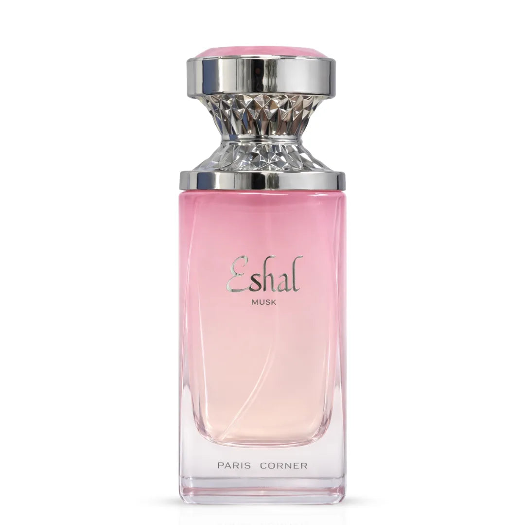 Eshal Musk Eau De Parfum spray by Paris Corner, 100ml bottle with elegant fragrance design and sleek packaging.