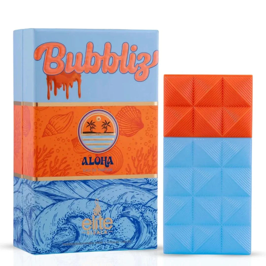 Elite Risala Bubbliz Melodrop and Aloha Eau De Parfum bundle, 100ml spray bottles with floral and fruity fragrances.
