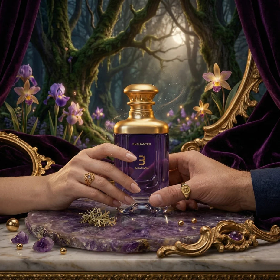 Bharara Enchanted Eau de Parfum Spray 100ml bottle with elegant design, showcasing the fragrance's luxurious appeal.