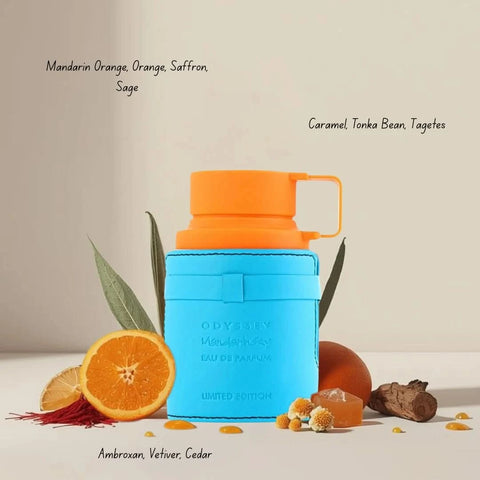 Armaf Odyssey Mandarin Sky Eau de Parfum bundle with three 100ml spray bottles featuring fresh citrus and floral notes.