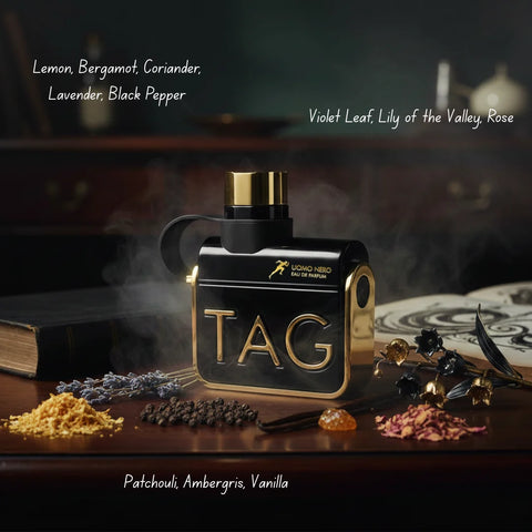 Armaf Tag Uomo Rosso and Nero Eau De Parfum Spray bundle, 100ml each, featuring stylish bottles and elegant fragrance designs.