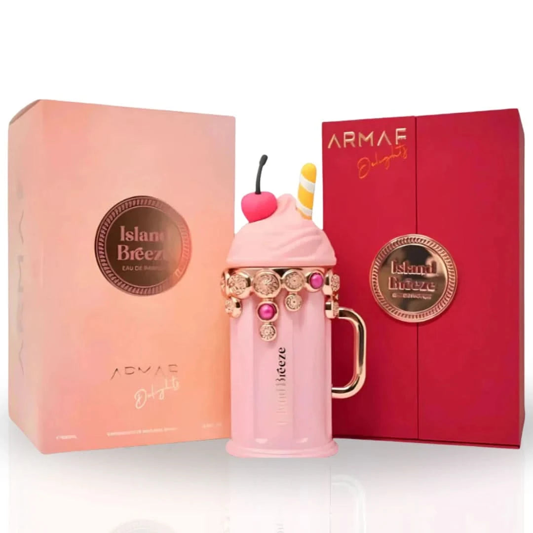 Armaf Island Breeze Eau De Parfum spray 100ml bottle, elegant design, showcasing the fragrance bottle with island-inspired accents.