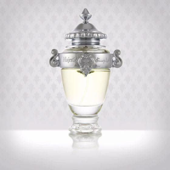 Arabian Oud Majestic Eau De Parfum 100ml bottle, elegant perfume with luxurious scent, displayed against a neutral background.