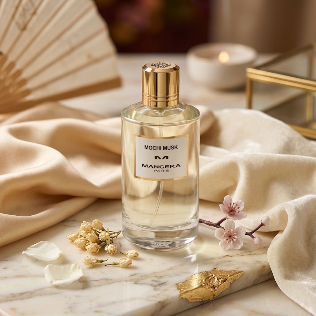 Mancera Mochi Musk Eau de Parfum spray 120ml bottle, featuring elegant packaging and a sleek design.