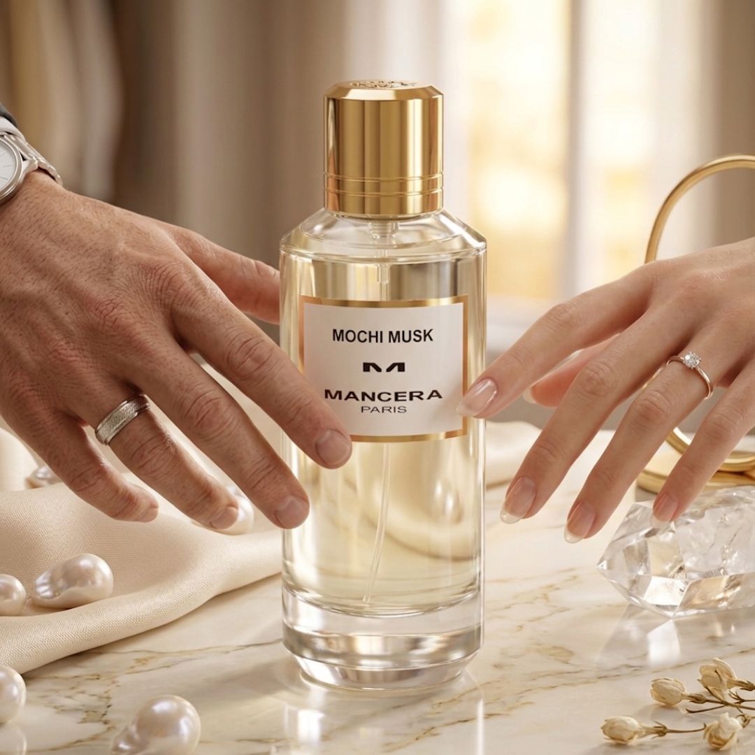 Mancera Mochi Musk Eau de Parfum spray 60ml with elegant bottle, showcasing soft, creamy musk fragrance.
