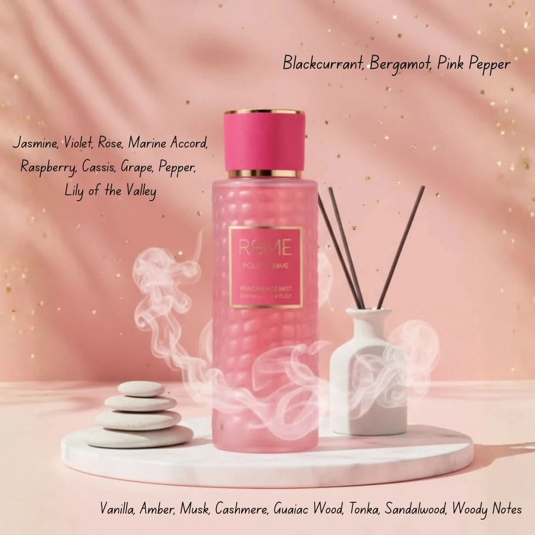 Rome Pour Femme Mast Perfume 2-piece gift set with elegant bottles, featuring floral and oriental fragrance themes.