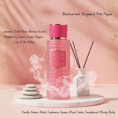 Rome Pour Femme Mast Perfume 2-piece gift set with elegant bottles, featuring floral and oriental fragrance themes.