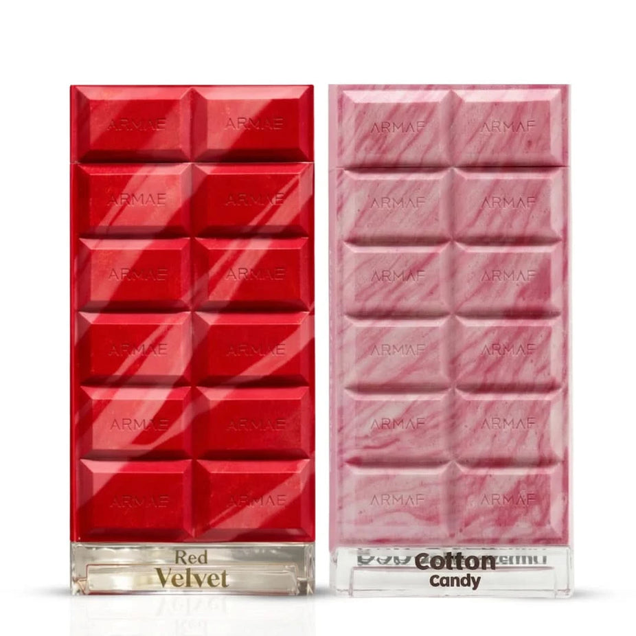 Armaf Dubai Delicacy Red Velvet & Cotton Candy Eau de Parfum spray in 70ml bottle, featuring luxurious red velvet and cotton candy scent