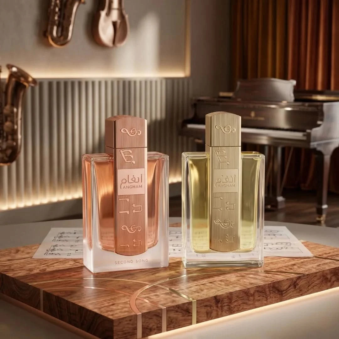 Lattafa Angham & Angham Second Song Eau de Parfum bundle, 100ml spray bottles with floral and oriental fragrance notes.