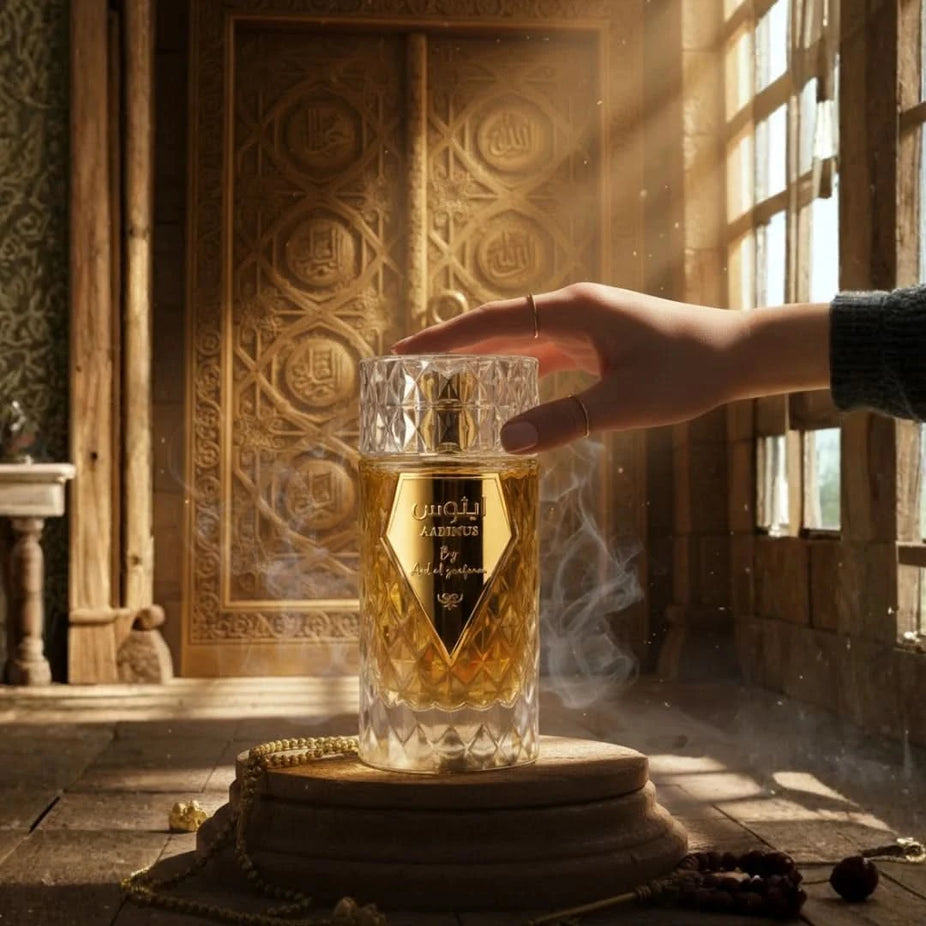 Aabinus Eau de Parfum Spray by Ard Al Zaafaran, 100ml bottle, elegant glass container with a sleek design and decorative cap.