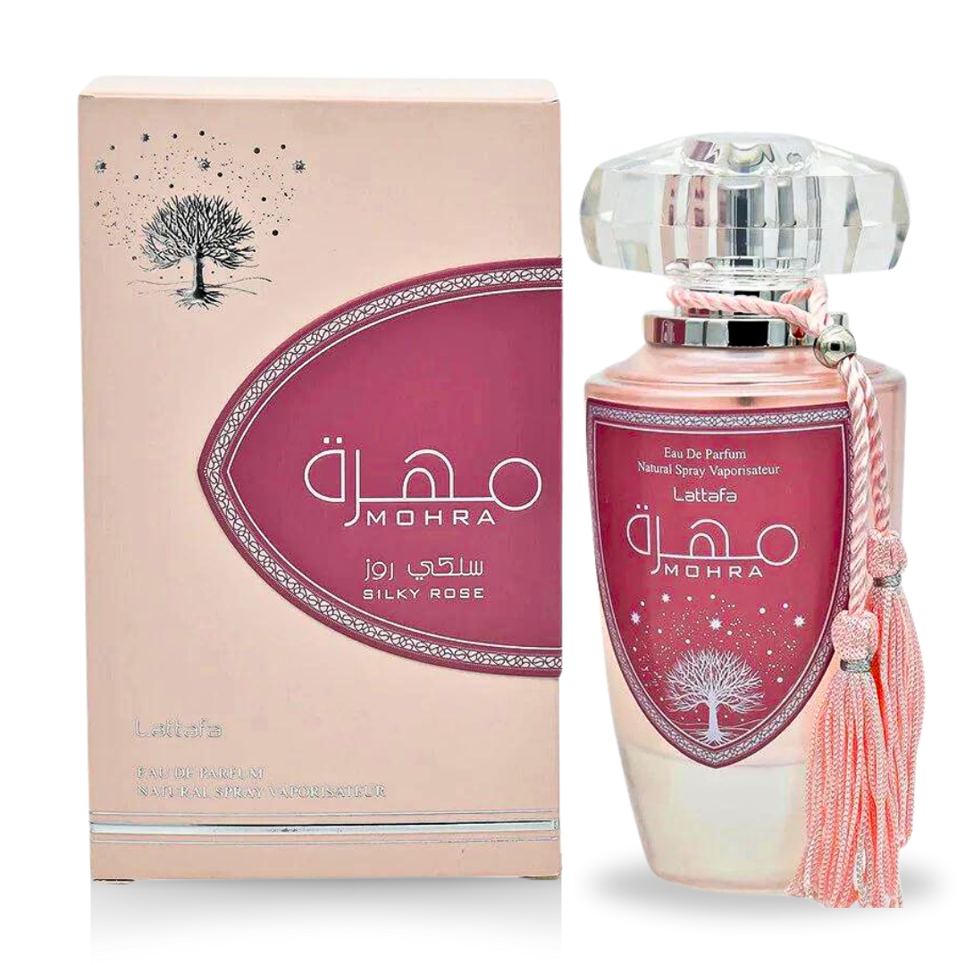 Mohra Silky Rose EDP 100ML (3.4 OZ) by Lattafa | Fruity, Floral, Musky Fragrances. - Intense Oud