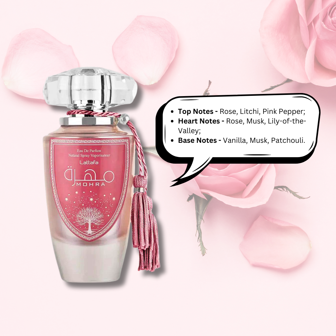 Mohra Silky Rose EDP 100ML (3.4 OZ) by Lattafa | Fruity, Floral, Musky Fragrances. - Intense Oud