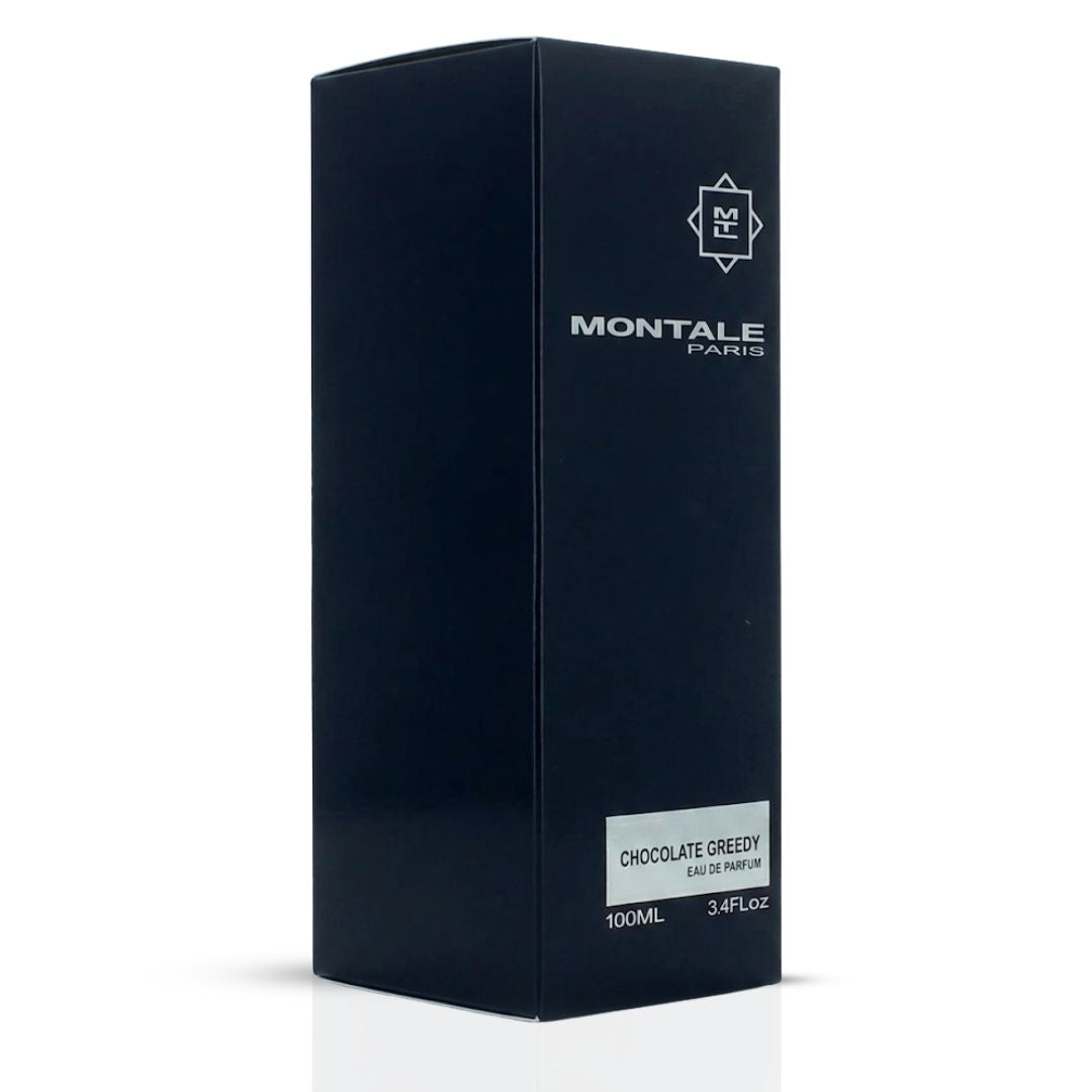 Montale Chocolate Greedy Eau de Parfum spray 100ml, featuring luxurious chocolate and gourmand fragrance details.