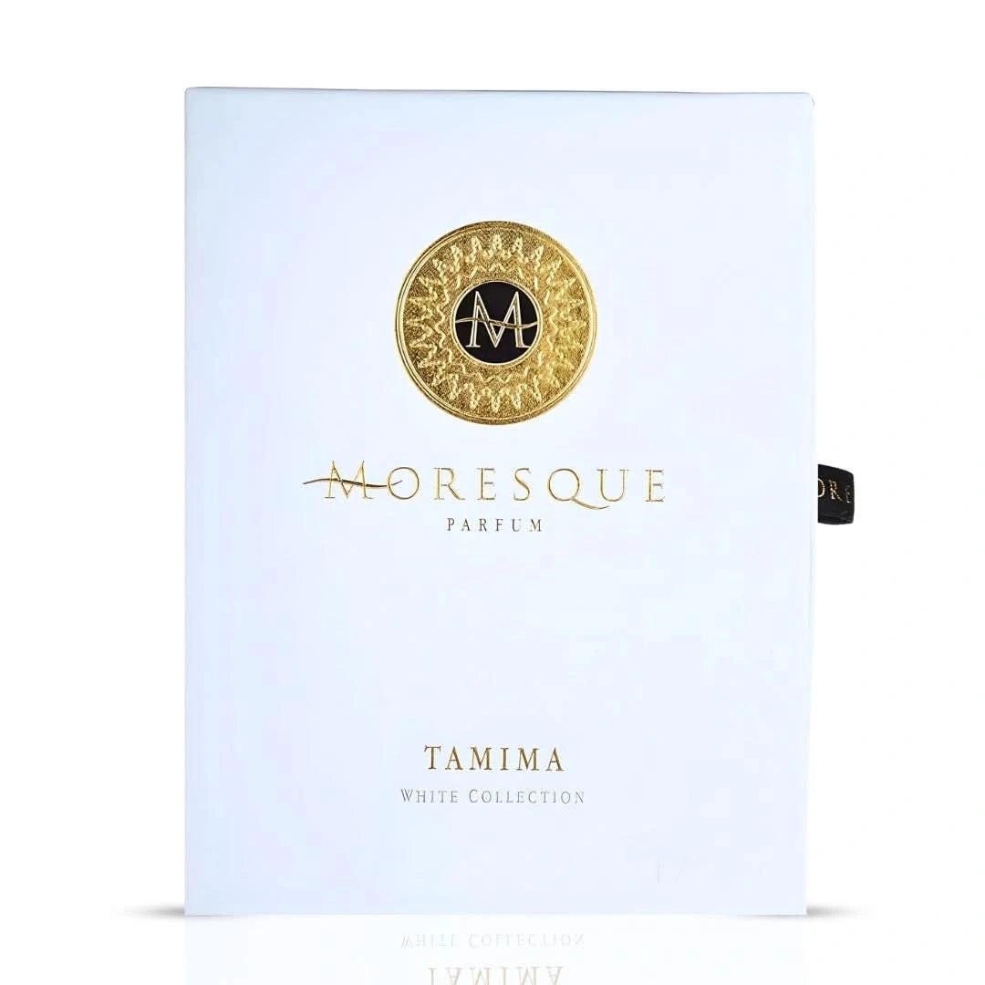 Moresque Tamima Eau de Parfum spray bottle, 50ml, with elegant packaging and sleek design.