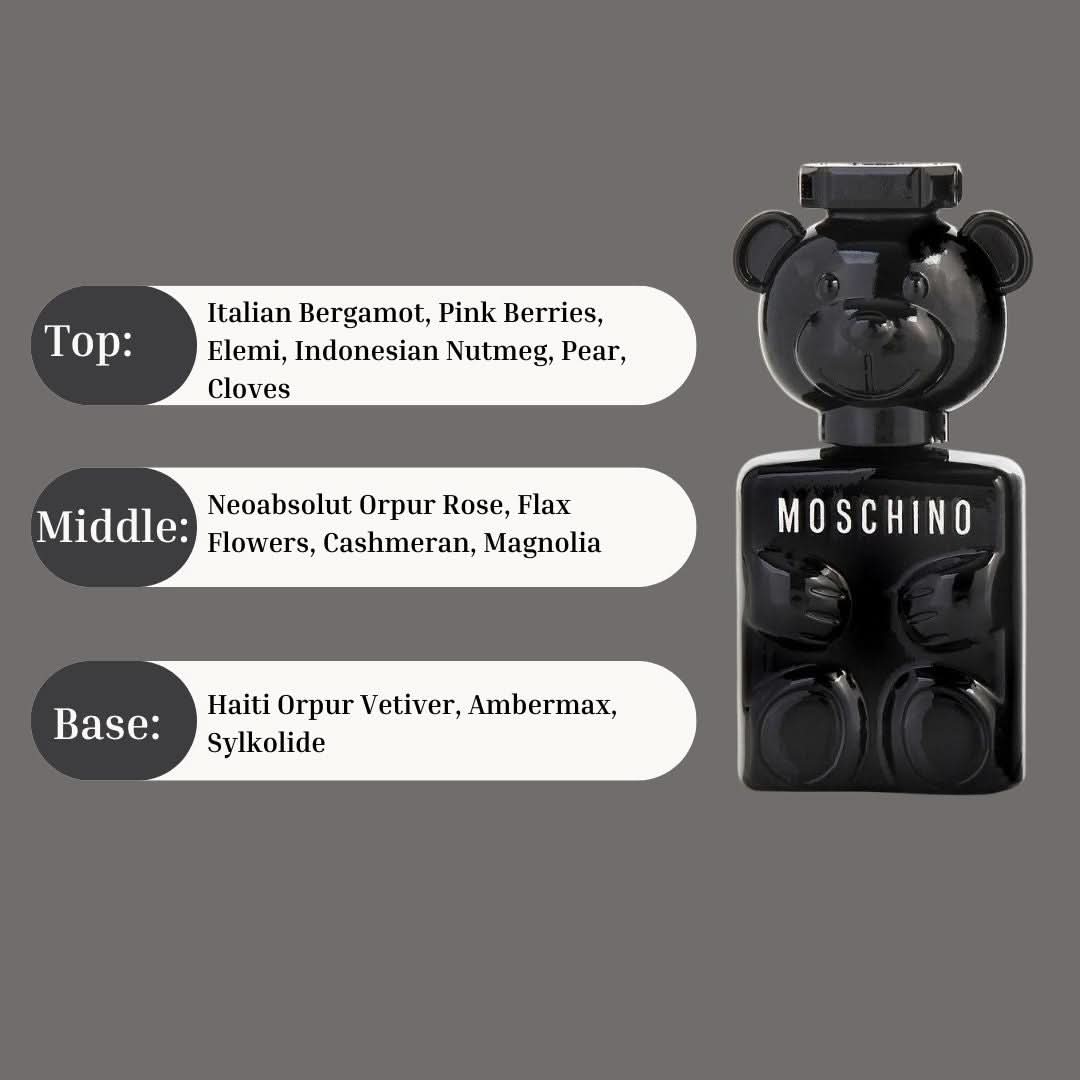 Miniature Toy Boy Eau De Parfum by Moschino, 5ml bottle showcasing the iconic Toy Boy fragrance in a sleek, luxurious design.
