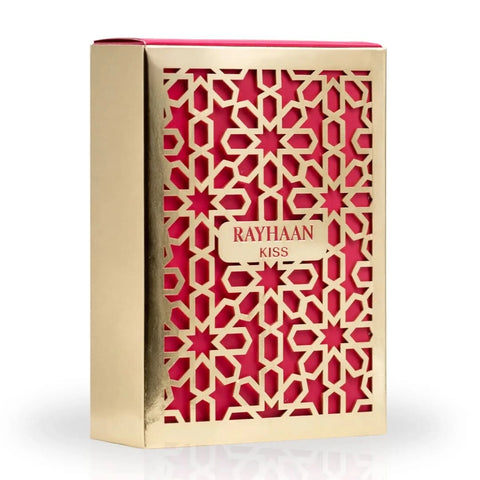 Rayhaan Kiss Eau de Parfum spray 100ml bottle, featuring elegant design and floral fragrance.
