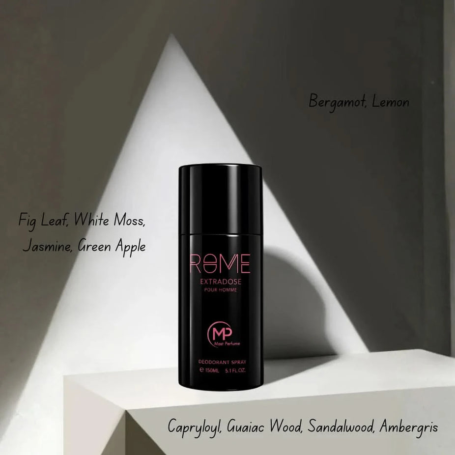 Rome Extradose Pour Homme by Mast Perfume gift set with two fragrance bottles, elegant packaging for men's perfume collection.