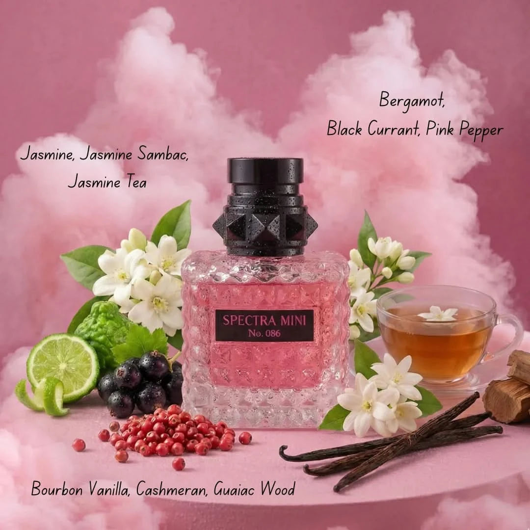 Spectra Mini No. 086 Eau De Parfum spray bottle, 30ml, with elegant packaging and a sleek design.