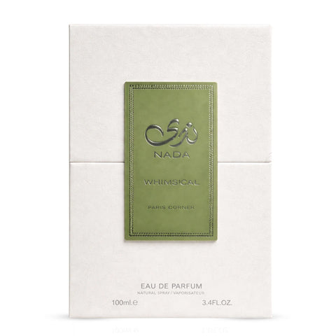 Nada Whimsical Eau De Parfum spray by Paris Corner, 100ml, featuring a sleek glass bottle with a decorative cap.