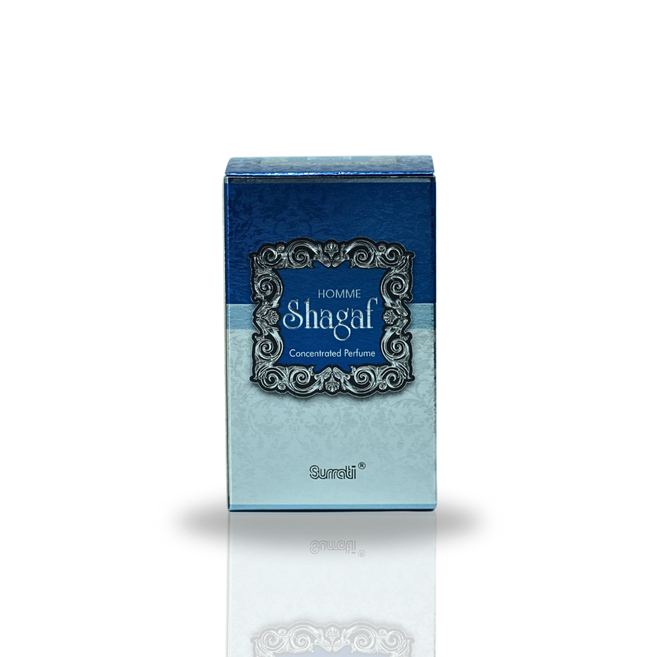 Surrati Shaghaf Homme CPO 30ML concentrated perfume oil, showcasing the sleek bottle with elegant branding.