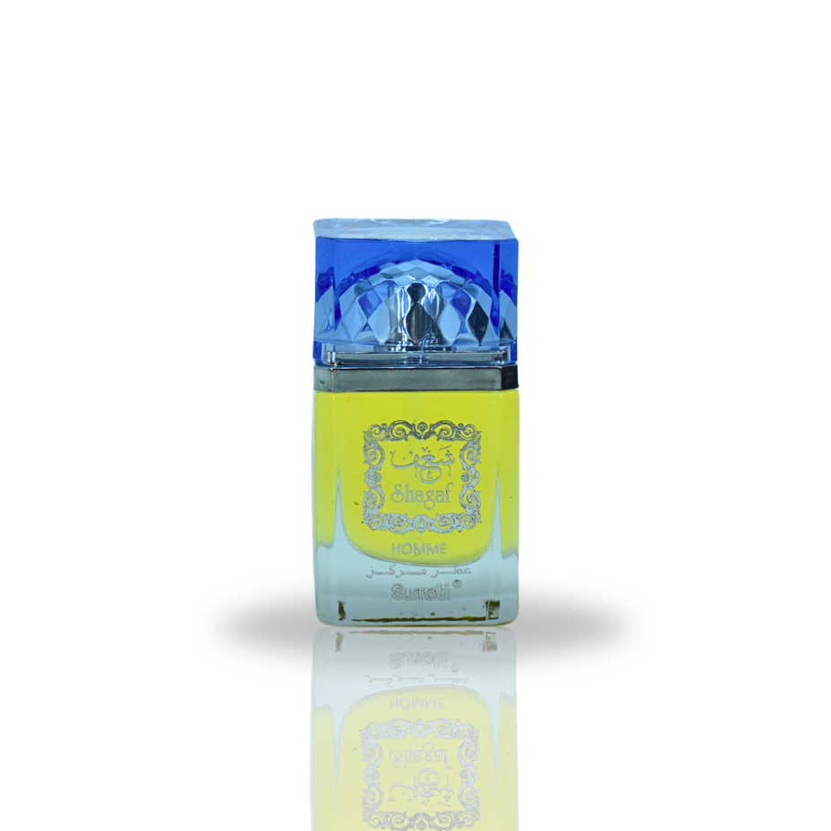 Surrati Shaghaf Homme CPO 30ML concentrated perfume oil bottle with elegant packaging, exotic fragrance for men and women.