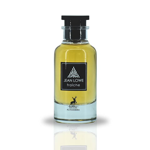 Maison Alhambra Jean Lowe Fraiche Eau de Parfum spray 100ml, featuring elegant bottle design and fresh floral scent.