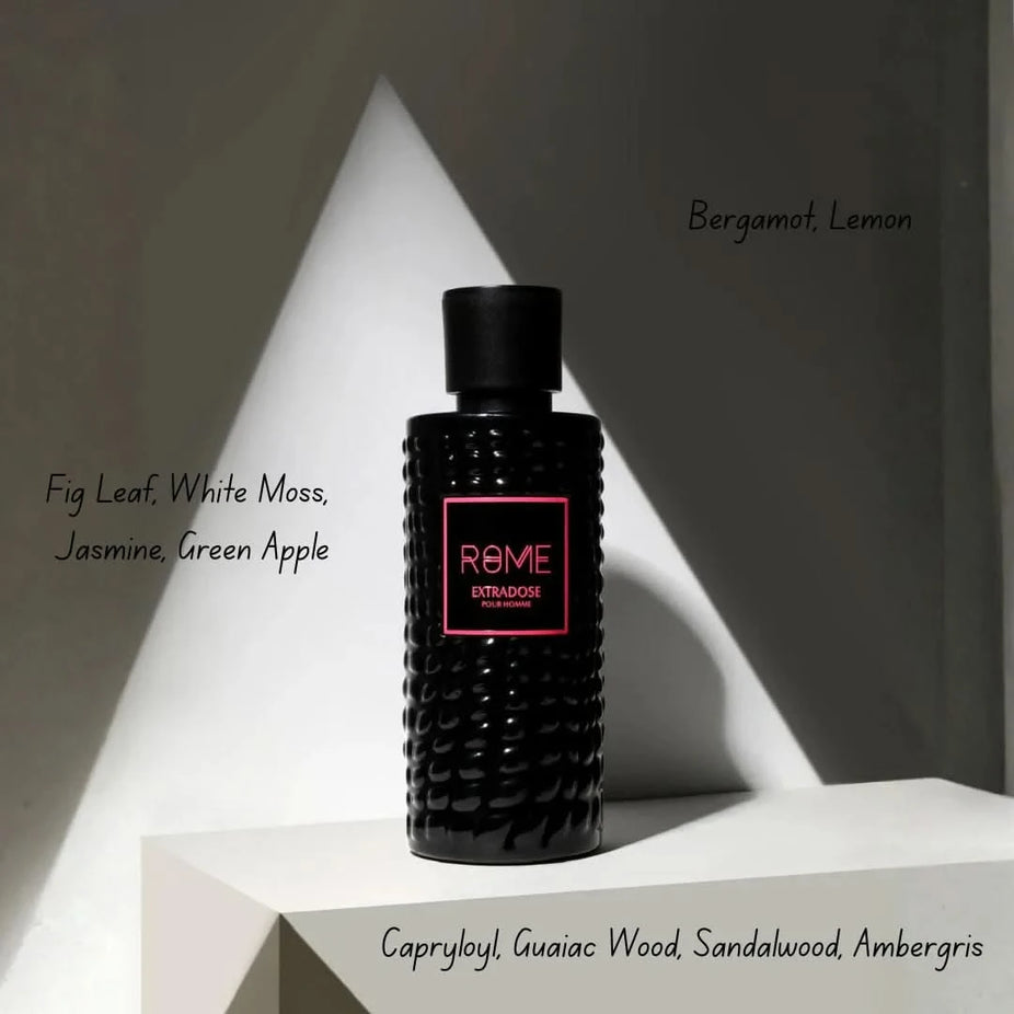 Rome Extradose Pour Homme by Mast Perfume gift set featuring two fragrance bottles in stylish packaging.