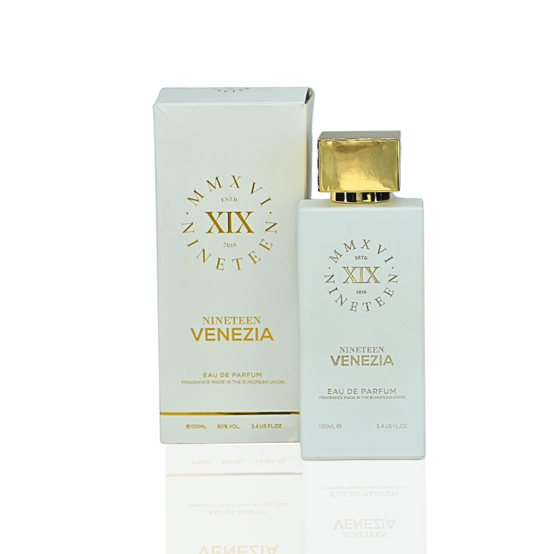 Nineteen XIX Venezia Eau De Parfum 100ml bottle with white packaging and elegant design.