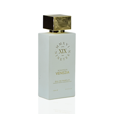 Nineteen XIX Venezia Eau De Parfum 100ml bottle, elegant design, showcasing the NINETEEN fragrance for women.