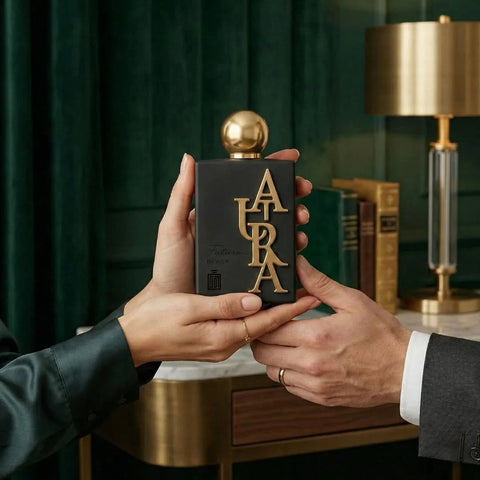 Aura Fragrances Future Black Eau De Parfum spray 100ml bottle, sleek black design, elegant packaging for women.